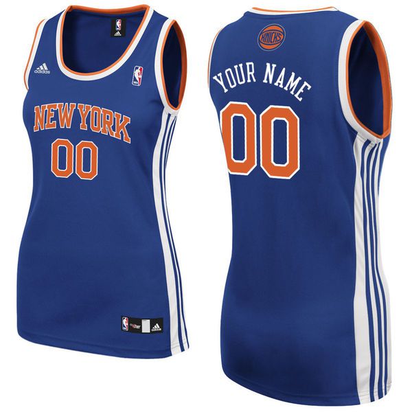Adidas New York Knicks Women Custom Replica Road Blue NBA Jersey